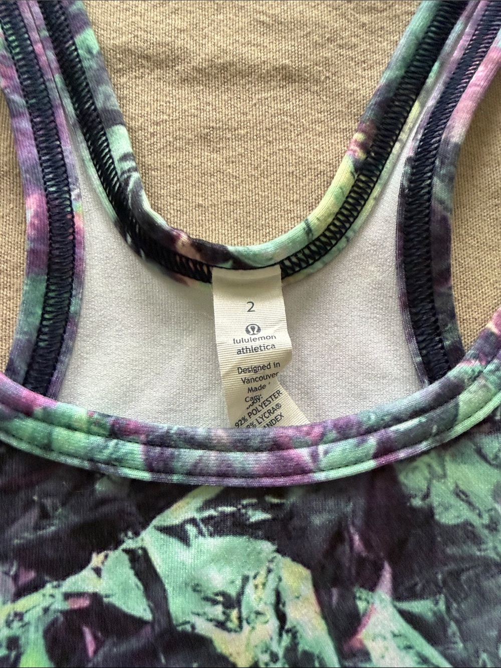 Lululemon Abstract Multi-Color Racerback Tank Top size 2 - Picture 3 of 8